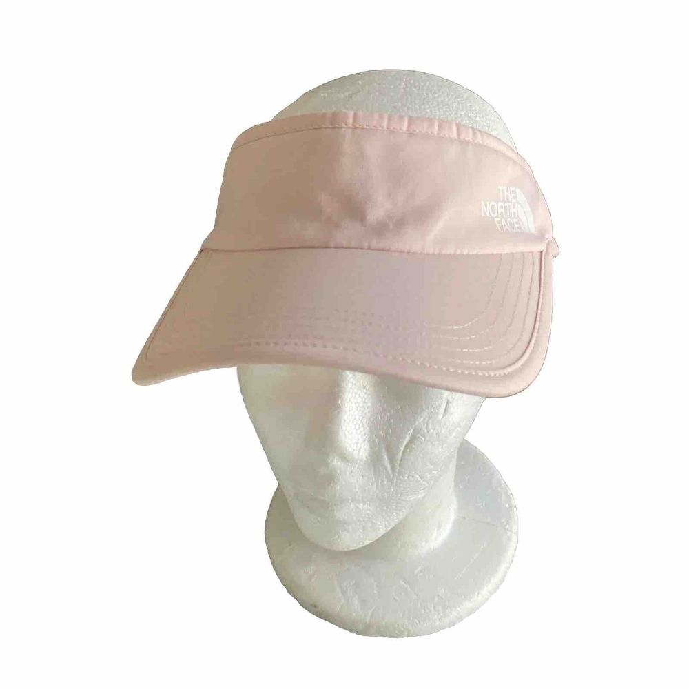 The North Face Sun Visor Hat OS Strap Back Pink -White Logo FlashDry Adjustable